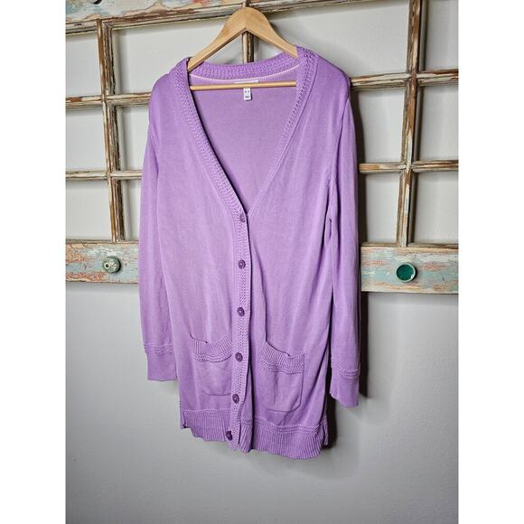 Isaac Mizrahi Sweaters - Cardigan by Isaac Mizrahi Purple Button Front Ladies size XL